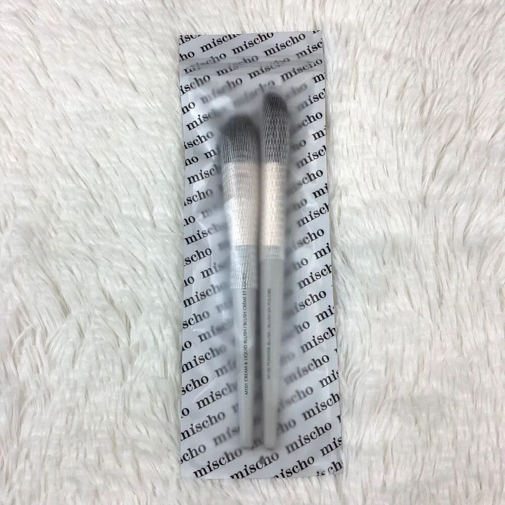 Mischo Beauty Blush Brush Set Grey Cream Liquid Powder 2pc NEW M101 M102